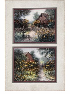 Vintage Pastoral Country Art Wall Print Set - Double Matted Print